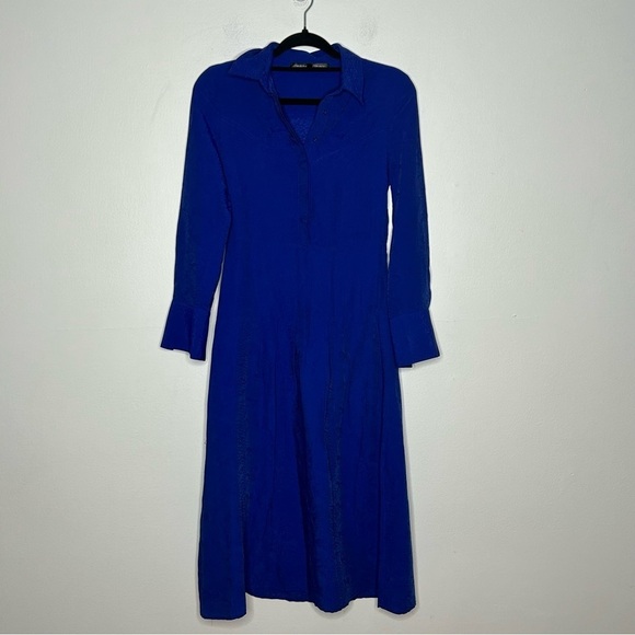 Theyskens’ Theory Sz 4 Blue Snake Print Ling Sleeves Dress - Picture 2 of 12